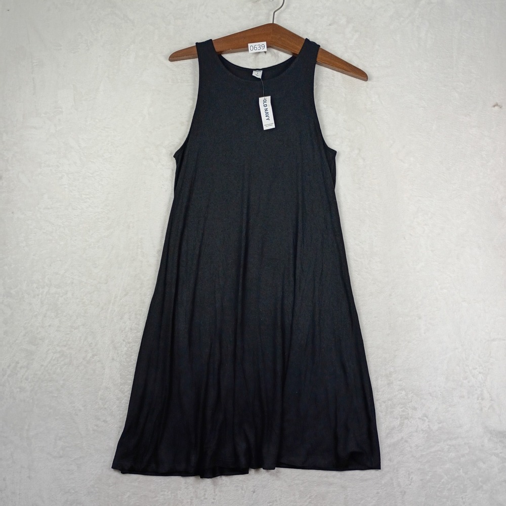 Old Navy Swing Dress Womens Small Black Sleeveless Jersey Knit Casual Summer